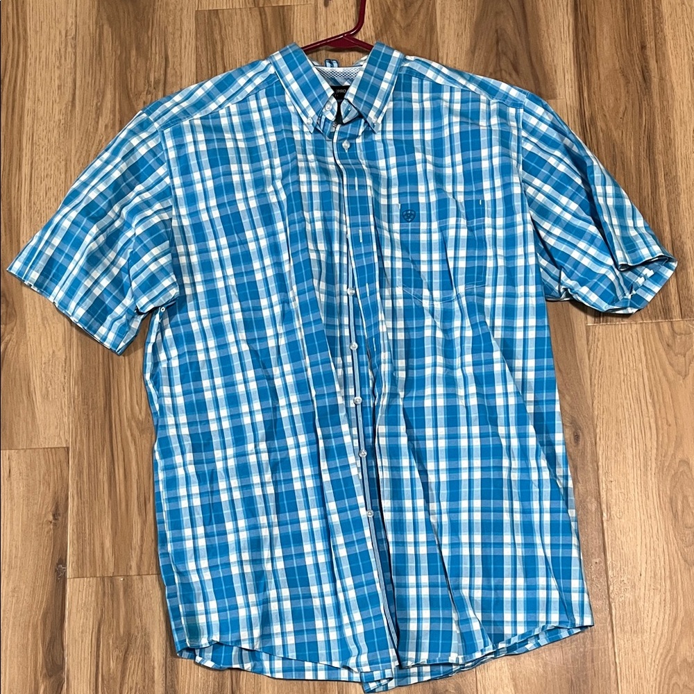 Ariat Pro Series Men's Blue Plaid Button Down Shirt